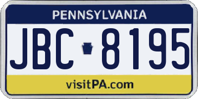 PA license plate JBC8195