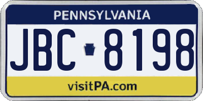 PA license plate JBC8198