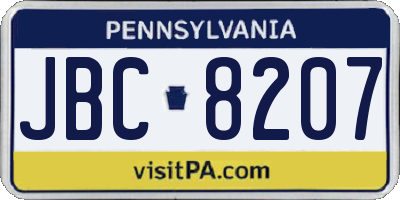 PA license plate JBC8207