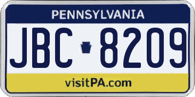 PA license plate JBC8209