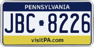 PA license plate JBC8226