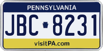 PA license plate JBC8231