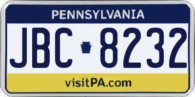 PA license plate JBC8232