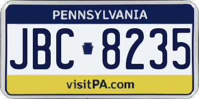 PA license plate JBC8235