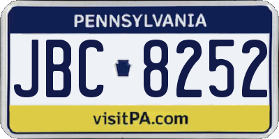 PA license plate JBC8252