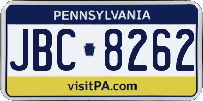 PA license plate JBC8262