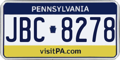 PA license plate JBC8278