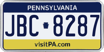 PA license plate JBC8287