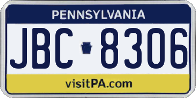 PA license plate JBC8306