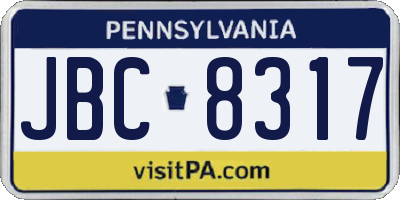 PA license plate JBC8317