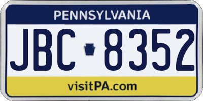 PA license plate JBC8352
