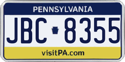 PA license plate JBC8355