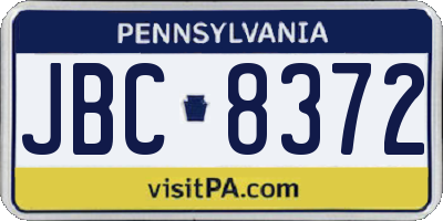 PA license plate JBC8372