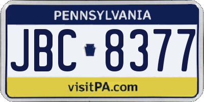 PA license plate JBC8377