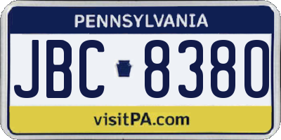 PA license plate JBC8380