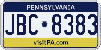 PA license plate JBC8383