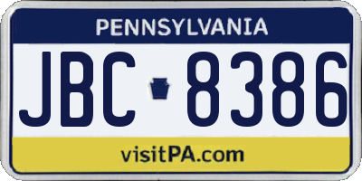 PA license plate JBC8386