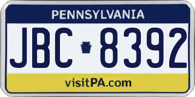 PA license plate JBC8392