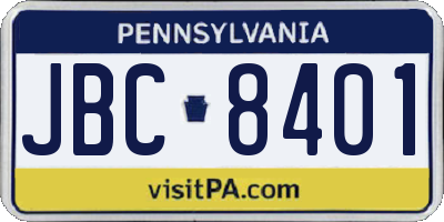 PA license plate JBC8401