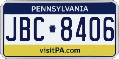 PA license plate JBC8406