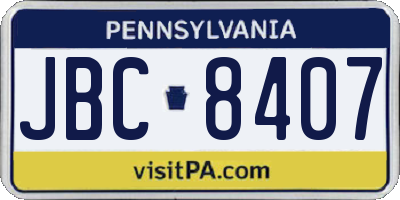 PA license plate JBC8407