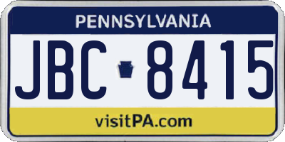 PA license plate JBC8415
