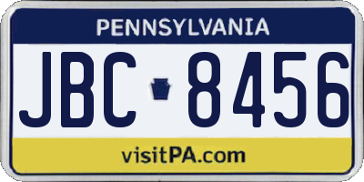 PA license plate JBC8456