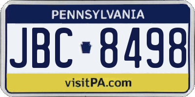 PA license plate JBC8498