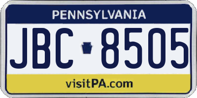 PA license plate JBC8505