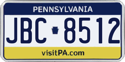 PA license plate JBC8512