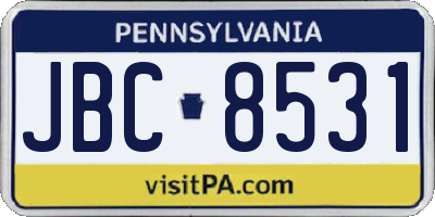 PA license plate JBC8531