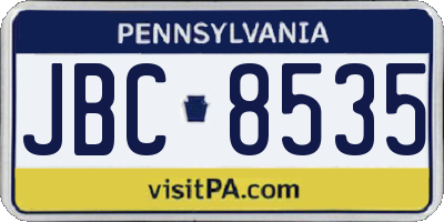 PA license plate JBC8535