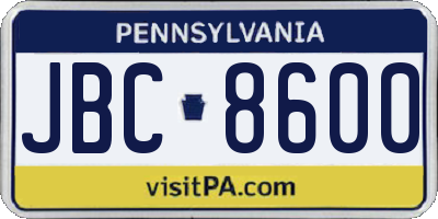 PA license plate JBC8600