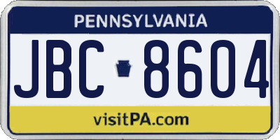 PA license plate JBC8604