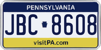PA license plate JBC8608