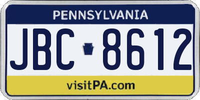 PA license plate JBC8612