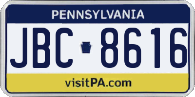 PA license plate JBC8616