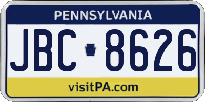 PA license plate JBC8626