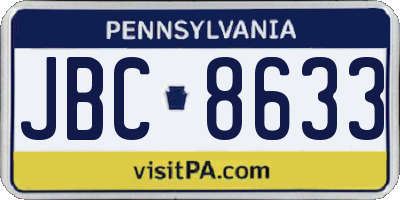 PA license plate JBC8633