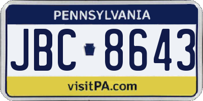 PA license plate JBC8643