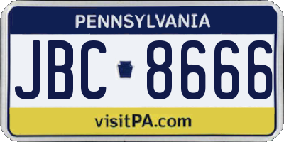PA license plate JBC8666