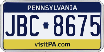 PA license plate JBC8675