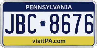 PA license plate JBC8676