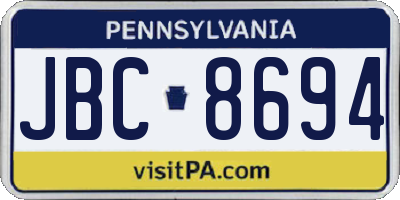 PA license plate JBC8694