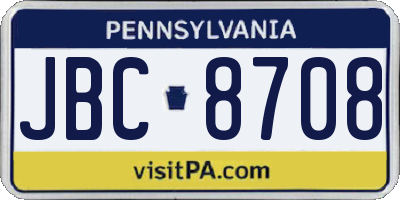 PA license plate JBC8708