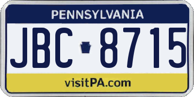 PA license plate JBC8715