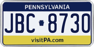 PA license plate JBC8730