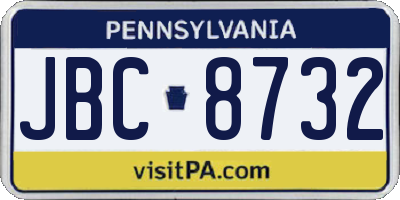 PA license plate JBC8732