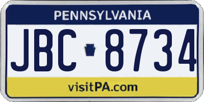 PA license plate JBC8734