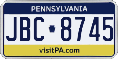 PA license plate JBC8745